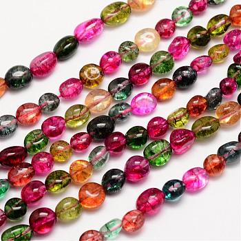 Natural Crackle Quartz Bead Strands, Tumbled Stone, Dyed, Nuggets, Colorful, 8~10x8~10mm, Hole: 1mm, about 15.74 inch