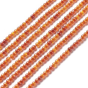 Cubic Zirconia Bead Strands, Round, Orange, 2~2.5mm, Hole: 0.6mm, about 193pcs/strand, 14.57~15.08 inch (37~38.3cm)