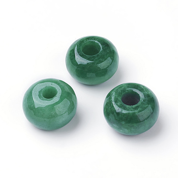 Natural Myanmar Jade/Burmese Jade European Beads, Large Hole Beads, Dyed, Rondelle, 15~16x10~11mm, Hole: 4~5mm