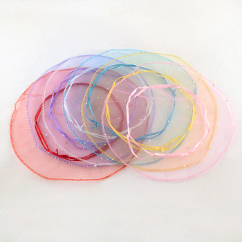 Round Organza Bags, with Sequins, Gift Bags, Mixed Color, 26cm