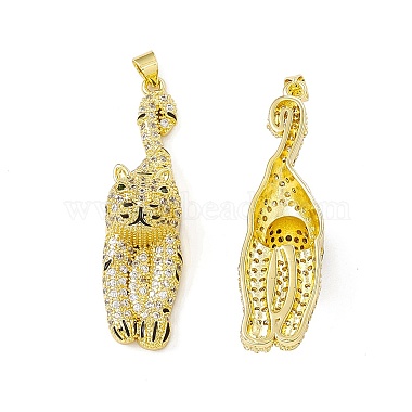 Real 18K Gold Plated Clear Cat Brass+Cubic Zirconia Pendants