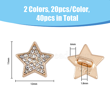 40pcs 2 Colors 1-Hole Alloy Rhinestone Shank Buttons(BUTT-FH0001-005)-2