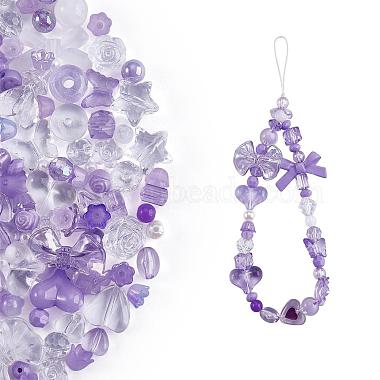 Purple Mixed Shapes Acrylic Beads