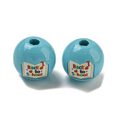 Light Sky Blue Round Wood European Beads