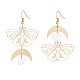 Alloy Moth with Natural Quartz Crystal Beaded Long Dangle Earrings(JE985A)-1