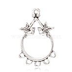 Tibetan Style Alloy Chandelier Components Links, Teardrop with Bird, Antique Silver, 36x23x2mm, Hole: 2mm and 1.6mm(PALLOY-K209-02A-AS)
