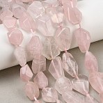 Natural Rose Quartz Beads Strands, Nuggets, 12~26x10~18x5~15mm, Hole: 1mm, about 18~26pcs/strand, 16.14~16.54''(41~42cm)(GG-CBA3D9B-11)