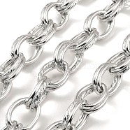 Aluminium Cable Chains, Unwelded, with Spool, Platinum, 22x16x2.5mm, about 16.40 Feet(5m)/Roll(CHA-C002-12P)