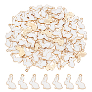 ARRICRAFT Alloy Enamel Pendants, Rabbit, Light Gold, White, 17x11x1.5mm, Hole: 1.4mm, 100pcs/box(ENAM-AR0001-07)