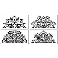 4Pcs 4 Styles Mandala Style PET Plastic Hollow Out Drawing Painting Stencils Templates, Flower, 300x150mm, 1pc/style(DIY-WH0483-001)