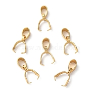 201 Stainless Steel Pendant Pinch Bails, Real 18K Gold Plated, 11x8x3mm, Hole: 4x3mm, Pin: 0.8(STAS-P223-16G-B)