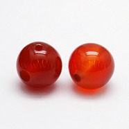 3-Hole Dyed Natural Red Agate Round Beads, T-Drilled Beads, 8mm, Hole: 1mm(X-G-N0012-6mm-18)