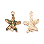 Printed Alloy Connector Charms, Starfish Links, Light Gold, Nickel, Sandy Brown, 23x16x1.5mm, Hole: 1.8mm(PALLOY-F298-01C)