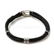 PU Leather Round Cord Multi-strand Bracelets, Constellation Alloy Bracelets for Women Men, Aries, 8-1/4 inch(20.9cm)(SJEW-K002-07H)