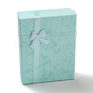 Cardboard Paper Necklace Boxes, Necklace Gift Case with Sponge Inside and Bowknot, Rectangle, Cyan, 9.15x7.15x3cm(CON-G021-01C-04)