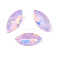 Glass Cabochons, Faceted, Horse Eye, Lilac, 15x7x3.5mm, 42pcs/set(GLAA-N0028-09E)