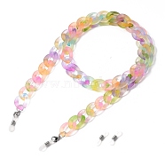 Eyeglasses Chains, Neck Strap for Eyeglasses, with Spray Painted Transparent Acrylic Curb Chains, 304 Stainless Steel Lobster Claw Clasps and Rubber Loop Ends, Stainless Steel Color, Colorful, 31.69 inch(80.5cm)(AJEW-EH00228-02)