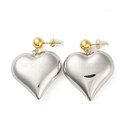 Non-Tarnish 304 Stainless Steel Pendant Earrings, European-American Love, Stainless Steel Color, 45x35mm(EJEW-R160-01P)