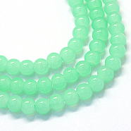 Baking Painted Imitation Jade Glass Round Bead Strands, Light Green, 4.5~5mm, Hole: 1mm, about 200~210pcs/strand, 31.4 inch(DGLA-Q021-4mm-22)