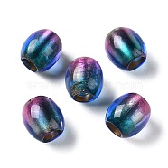 Painted Acrylic Beads, with Glitter Powder, Oval, Deep Pink, 11x11.5mm, Hole: 5mm(OACR-Z010-03A)