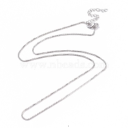 Brass Venetian Chain, Box Chain Necklaces, with Lobster Claw Clasps and Chain Extender, Long-Lasting Plated, Platinum, 16.65 inch(42.3cm), 0.8mm(NJEW-E151-01P)