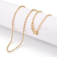 Brass Ball Chain Necklaces, with M Clasps, Real 18K Gold Plated, 18.50x0.08 inch(470x2mm)(NJEW-N054-13G)