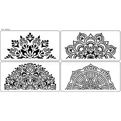 4Pcs 4 Styles Mandala Style PET Plastic Hollow Out Drawing Painting Stencils Templates, Flower, 300x150mm, 1pc/style(DIY-WH0483-001)