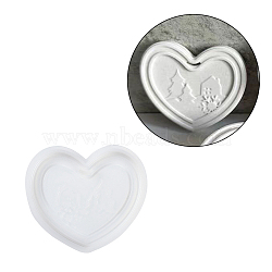 Christmas Series Hanging Tag DIY Pendant Decoration Silicone Molds, Epoxy Resin Craft Making, White, Heart, 68x76x11mm, Hole: 9x3mm, Inner Diameter: 60x69mm(DIY-M057-03D)