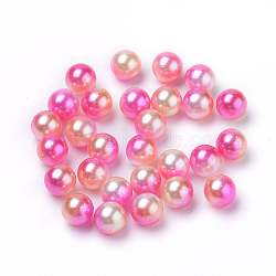 Rainbow Acrylic Imitation Pearl Beads, Gradient Mermaid Pearl Beads, No Hole, Round, Hot Pink, 4mm, about 632pcs/20g(X-OACR-R065-4mm-A04)