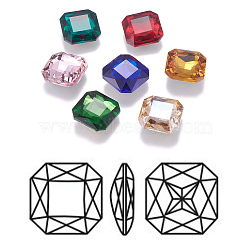 Pointed Back K9 Glass Rhinestone Cabochons, Faceted, Back Plated, Square, Mixed Color, 18x18x6mm(RGLA-F048-M)