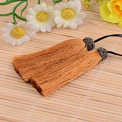 Nylon Tassel Big Pendant Decorations, Saddle Brown, 60~65x10mm(X-NWIR-I004-05)