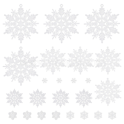 Christmas Plastic Snowflake Pendant & Cabochons Making Findings Kits, White, 16.5~105x14.5~97x1.2~2.5mm, Hole: 2.5~3mm(DIY-SC0026-70)