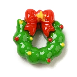 Christmas Theme Opaque Resin Cabochons, Christmas Wreath, 12x11x5mm(RESI-R453-01G)