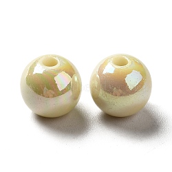 Opaque Acrylic Beads, AB Color Plated, Round, Dark Khaki, 11.5~12mm, Hole: 2mm, about 520pcs/500g(OACR-L013-021B)