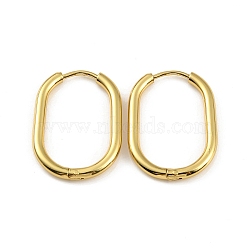 Ion Plating(IP) 304 Stainless Steel Oval Hoop Earrings, Real 18K Gold Plated, 27x19.5x3mm, Pin: 1mm(EJEW-M218-02C-G)