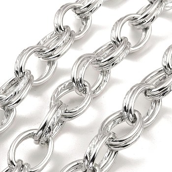 Aluminium Cable Chains, Unwelded, with Spool, Platinum, 22x16x2.5mm, about 16.40 Feet(5m)/Roll