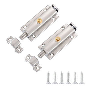 304 Stainless Steel Spring Locks Set, with Screws, Stainless Steel Color, 13.5~82.5x30~31.5x16~21mm, Hole: 3.5~4mm