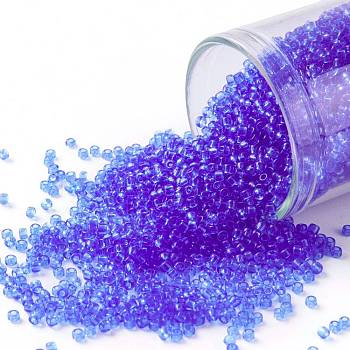TOHO Round Seed Beads, Japanese Seed Beads, (942) Transparent Sapphire, 15/0, 1.5mm, Hole: 0.7mm, about 15000pcs/50g