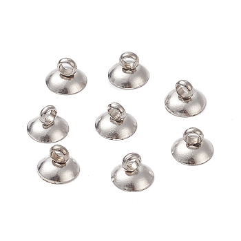 304 Stainless Steel Bead Cap Pendant Bails, for Globe Glass Bubble Cover Pendants, Stainless Steel Color, 6mm, Hole: 1.8mm