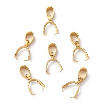 201 Stainless Steel Pendant Pinch Bails, Real 18K Gold Plated, 11x8x3mm, Hole: 4x3mm, Pin: 0.8