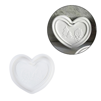 Christmas Series Hanging Tag DIY Pendant Decoration Silicone Molds, Epoxy Resin Craft Making, White, Heart, 68x76x11mm, Hole: 9x3mm, Inner Diameter: 60x69mm