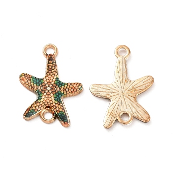 Printed Alloy Connector Charms, Starfish Links, Light Gold, Nickel, Sandy Brown, 23x16x1.5mm, Hole: 1.8mm