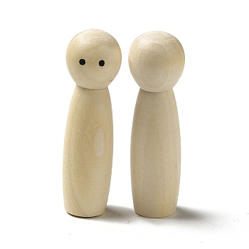 Unfinished Wooden Peg Dolls Display Decorations, for Painting Craft Art Projects, Beige, 21x70.5mm