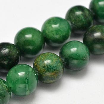 Natural African Jade Beads Strands, Round, about 8mm, Hole: 1mm, about 49pcs/strand, 15.5 inch
