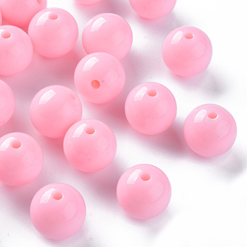 Opaque Acrylic Beads, Round, Pearl Pink, 16x15mm, Hole: 2.8mm, about 220pcs/500g