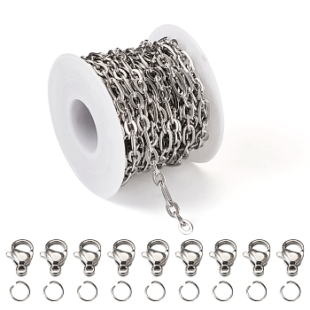 DIY Chain Necklace Bracelet Making Kit, Including 304 Stainless Steel Figaro Chains & Lobster Claw Clasps & Jump Rings, Stainless Steel Color, Chain: 5M/bag