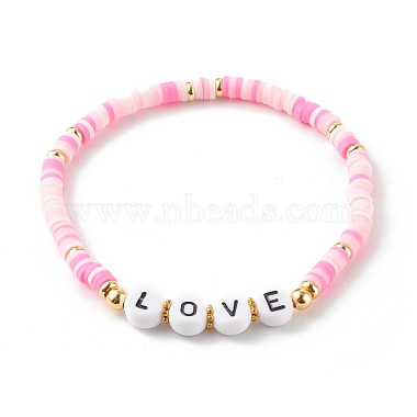 Polymer Clay Heishi Beads Stretch Bracelets Sets for Valentine's Day(BJEW-JB06298-03)-5
