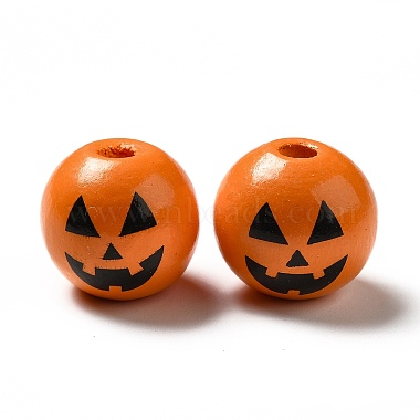 Perles en bois naturel imprimées sur le thème d'halloween(WOOD-L020-C04)-2