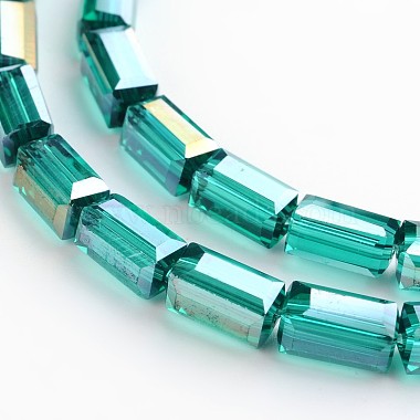 8mm Teal Cuboid Glass Beads