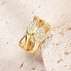 Rack Plating Brass Micro Pave Clear Cubic Zirconia Open Cuff Finger Rings for Women(RJEW-M028-102G)-1